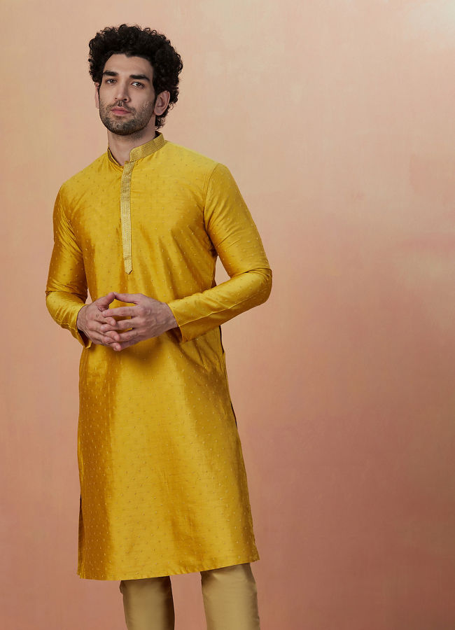 Buy Golden Embellished Kurta Pajama Online in Canada Manyavar Kurta Pajama for Men